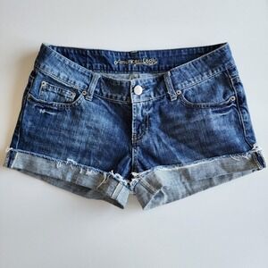American Eagle Denim Cut Off Shorts Womens 6 Blue Low Rise Frayed Cuffed Micro